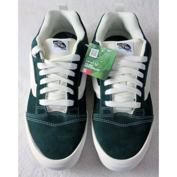 Vans Men's Knu Skool Pig Suede Dark Green White Striped Shoes size 13 NIB - Picture 3 of 5